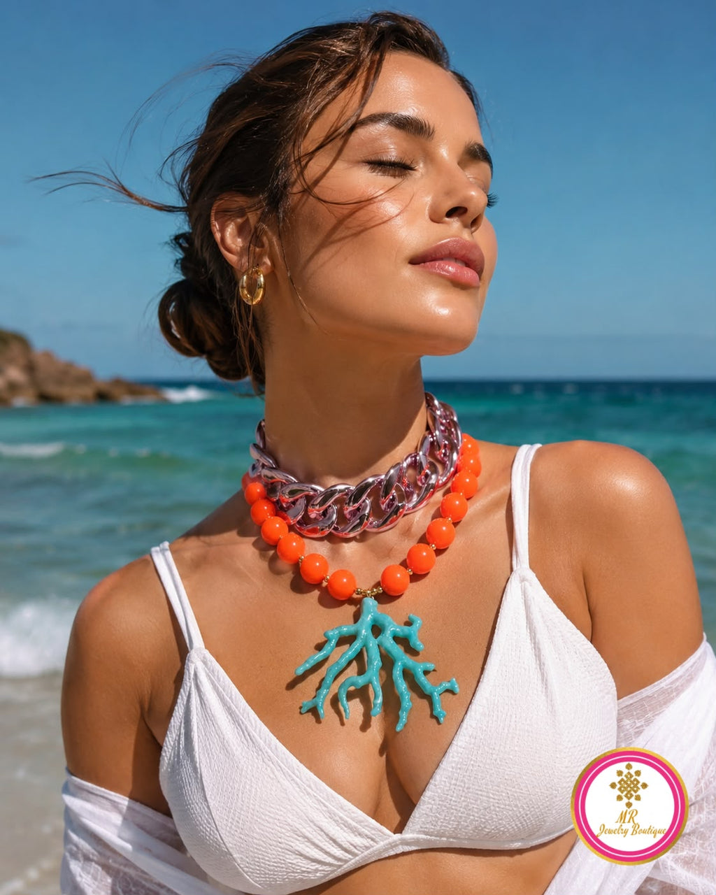 Statement Chain Luxe    Paradise Coral Necklace