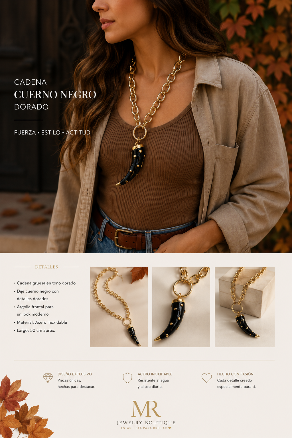 Collar Black Horn Luxe